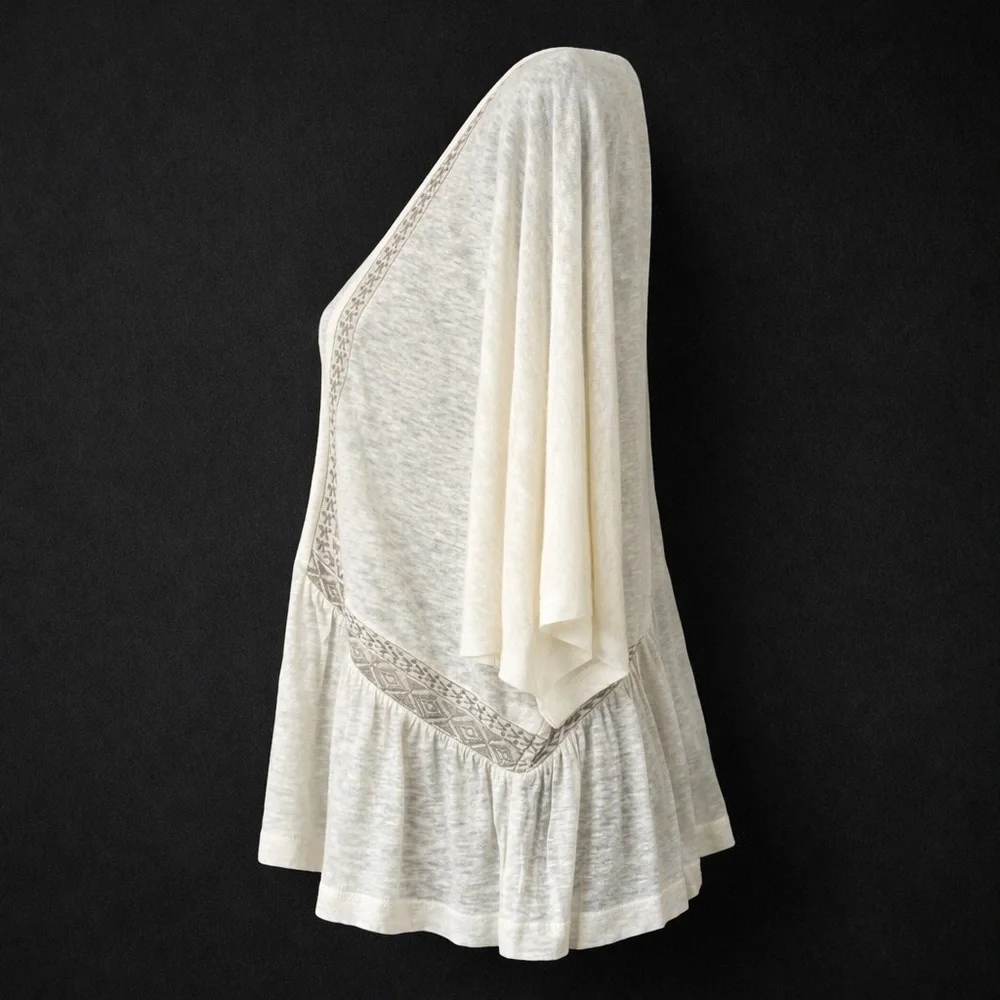 NWT Akemi + Kin Anthropologie Embroidered Linen Dolman Top Size S - Picture 4 of 10